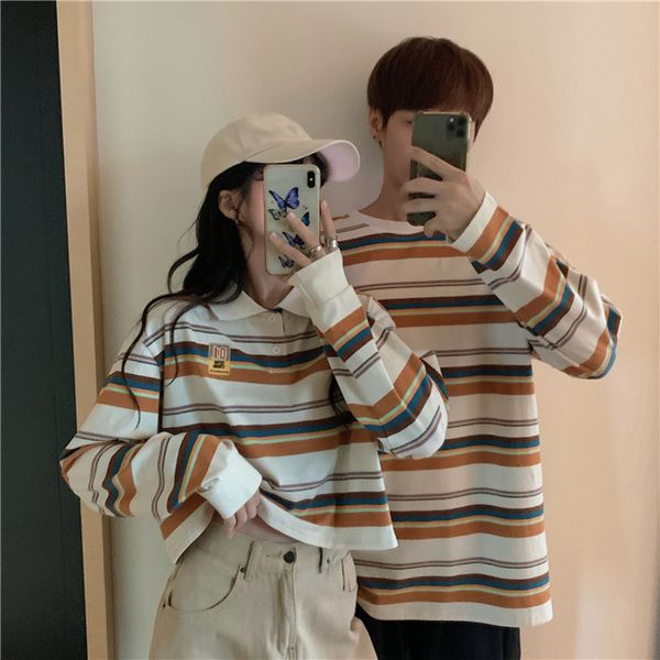 preppy style contrast color striped woman tshirts longsleeved tshirt spring korean couples loose short 210506, White
preppy style contrast color striped woman tshirts longsleeved tshirt spring korean couples loose short 210506, White