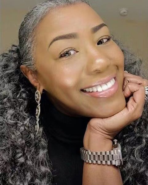 gorgeous curly gray human hair ponytail drawstring silver miixed gray clip in extension hairpiece pony tail for black women
gorgeous curly gray human hair ponytail drawstring silver miixed gray clip in extension hairpiece pony tail for black women
