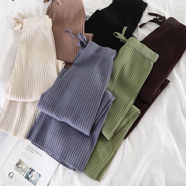 neploe knitted pants women fashion korean solid lace up stretch waist trousers casual loose wide leg pants femme cx220316, Black;white
neploe knitted pants women fashion korean solid lace up stretch waist trousers casual loose wide leg pants femme cx220316, Black;white