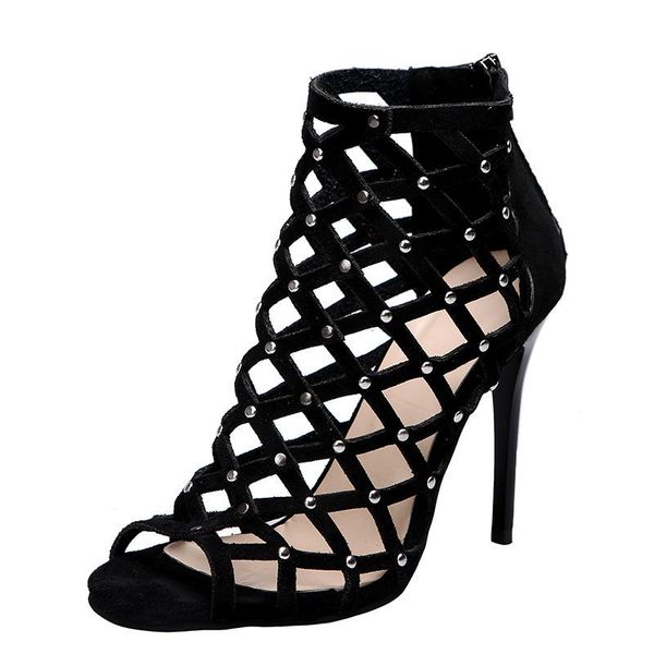 sandals ladies high heels pufish mouth shape solid color stilettoheel back zipper breathable roman, Black
sandals ladies high heels pufish mouth shape solid color stilettoheel back zipper breathable roman, Black