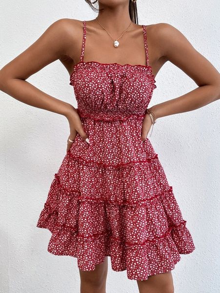 petite ditsy floral shirred crisscross back frilled layered hem cami dress l6jn#, Black;gray
petite ditsy floral shirred crisscross back frilled layered hem cami dress l6jn#, Black;gray