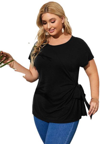 plus tie side batwing sleeve tee 11fl#, Black
plus tie side batwing sleeve tee 11fl#, Black