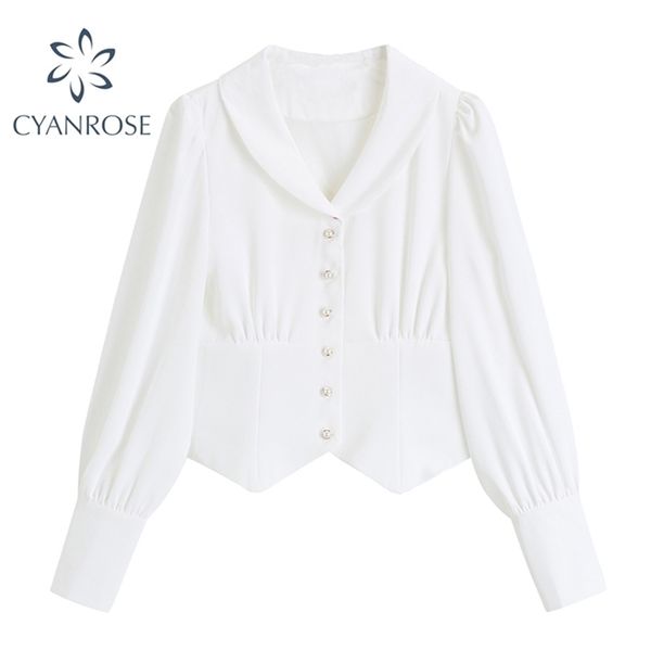 wrinkled spliced chiffon women's crop blouses or vintage single breasted cardigan french elegant chic ins lapel female 210515, White
wrinkled spliced chiffon women's crop blouses or vintage single breasted cardigan french elegant chic ins lapel female 210515, White