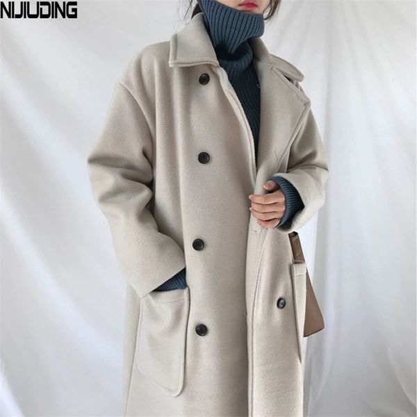 nijiuding women's wool cloth coat 2020 winter ner winter long sleeve solid turn down collar single breasted x-long jacket female lj2009, Black
nijiuding women's wool cloth coat 2020 winter ner winter long sleeve solid turn down collar single breasted x-long jacket female lj2009, Black