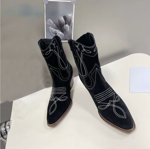 fashion- genuine leather pointed toe cowboy boots slip on low heel ankle bootss female women shoes knitted stretch martin high-end, Black
fashion- genuine leather pointed toe cowboy boots slip on low heel ankle bootss female women shoes knitted stretch martin high-end, Black