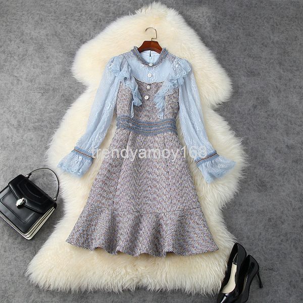 casual dresses autumn and winter women's flounce lace splicing tweed diamond studded celebrity fishtail dress t11250, Black;gray
casual dresses autumn and winter women's flounce lace splicing tweed diamond studded celebrity fishtail dress t11250, Black;gray