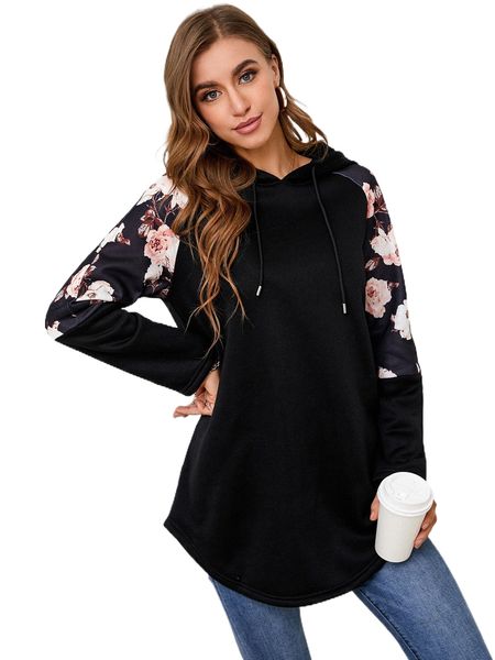 contrast floral raglan sleeve drawstring hoodie r3ys#, Black
contrast floral raglan sleeve drawstring hoodie r3ys#, Black