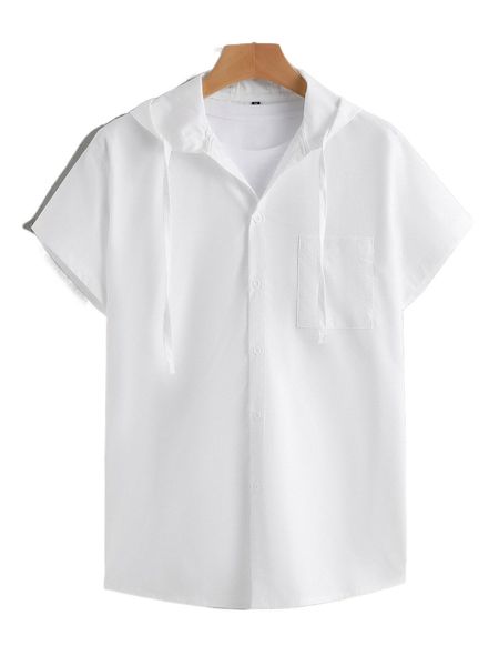 men patched pocket drawstring hooded shirt without tee w5bs#, White;black 
men patched pocket drawstring hooded shirt without tee w5bs#, White;black