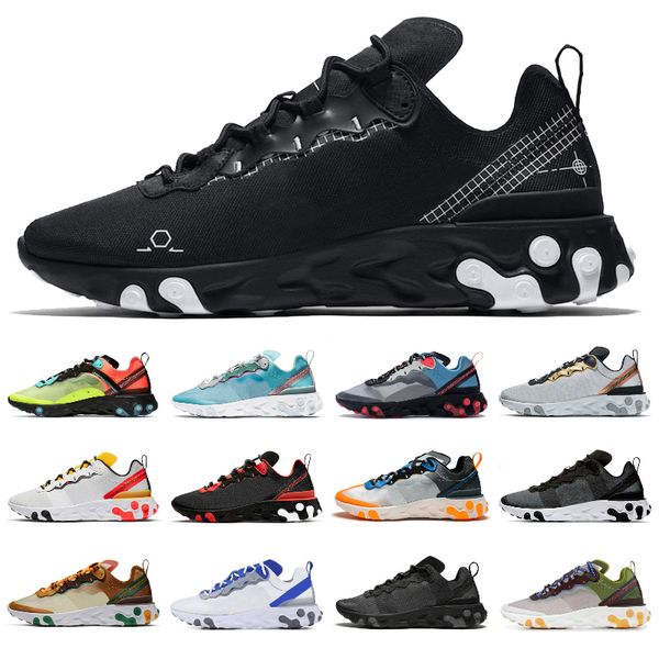 2022 fashion element 55 87 womem mens undercover react vision running shoes triple white black pn dust yellow schematic moss volt epic