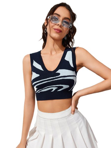 marble pattern crop knit d3vb#, White;black
marble pattern crop knit d3vb#, White;black