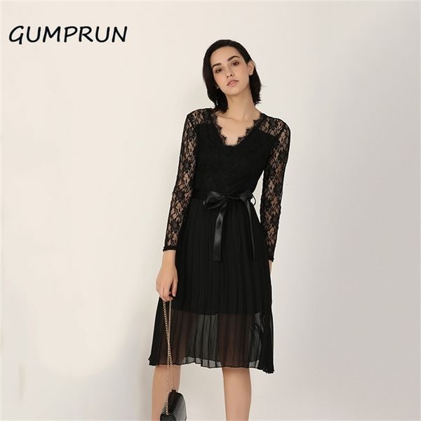 gumprun summer casual dress 2020 women lace pleated long sleeve dress elegant fresh black ribbon hollow chiffon midi dress lj200820, Black;gray
gumprun summer casual dress 2020 women lace pleated long sleeve dress elegant fresh black ribbon hollow chiffon midi dress lj200820, Black;gray