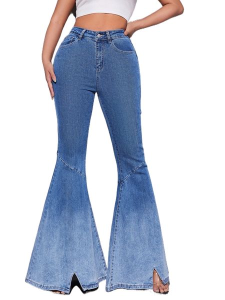 sxy high waisted split hem flare leg jeans k73q#, Blue
sxy high waisted split hem flare leg jeans k73q#, Blue