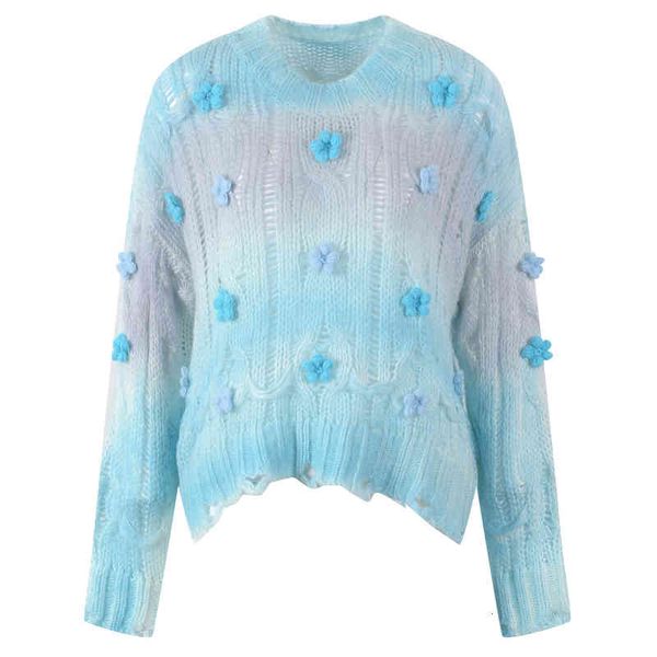 women's knits tees autumn and winter round neck three-dimensional flowers short hole loose pullover sweater long sleeve 7wmb, White
women's knits tees autumn and winter round neck three-dimensional flowers short hole loose pullover sweater long sleeve 7wmb, White