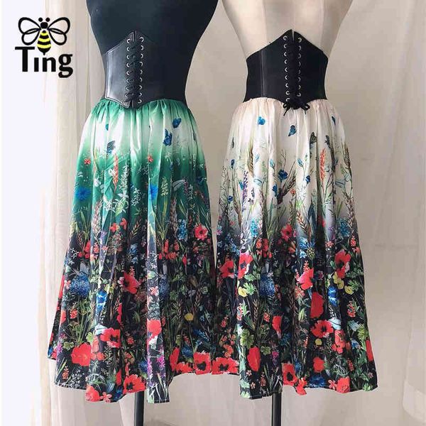 real po summer fashion flower print a line skirts with belt women midi street casual bottom saia boho 210513, Black
real po summer fashion flower print a line skirts with belt women midi street casual bottom saia boho 210513, Black