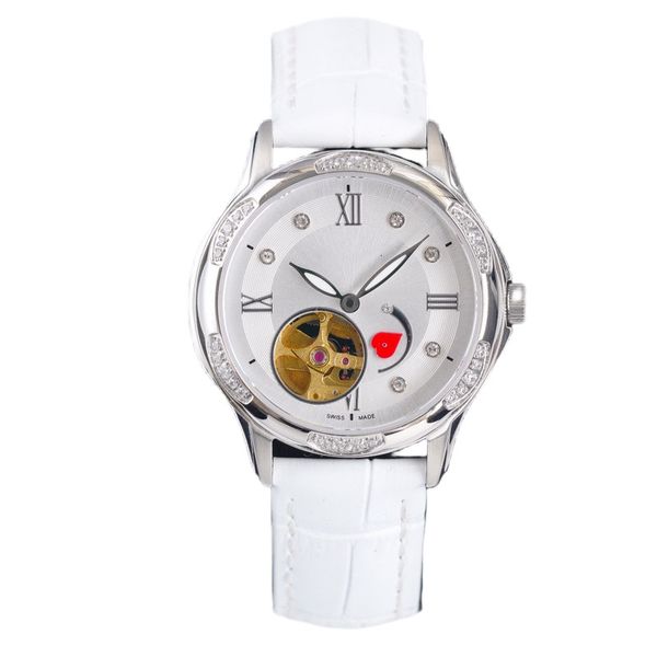 

fashion women's watch diameter 35mm 316 stainless steel case ceramic strap automatic mechanical movement gem mirror life waterproof des, Slivery;golden