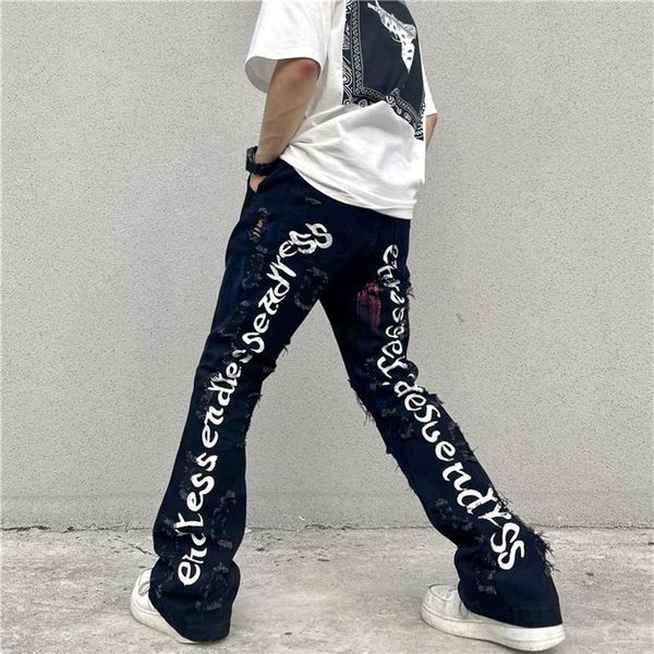 men's jeans high street hole back letter embrodiery washed pants mens 255k, Blue
men's jeans high street hole back letter embrodiery washed pants mens 255k, Blue