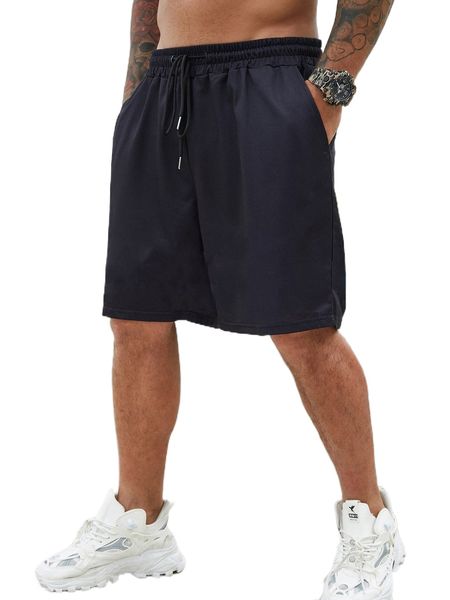 extended sizes men solid slant pocket shorts f1jz#, White;black