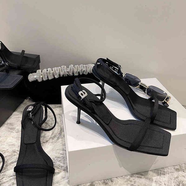 sandals spring one line with thin heels sandals women's back cross letters square head open toe high, Black
sandals spring one line with thin heels sandals women's back cross letters square head open toe high, Black