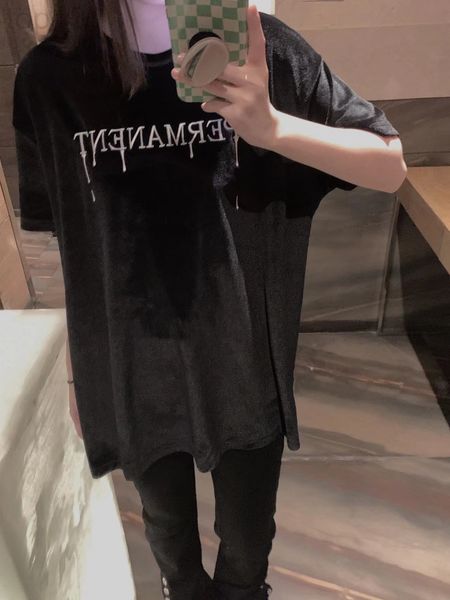 women's t-shirt designer spring tee embroidered new men's and women's short sleeved velvet t-shirt lyd7, White
women's t-shirt designer spring tee embroidered new men's and women's short sleeved velvet t-shirt lyd7, White