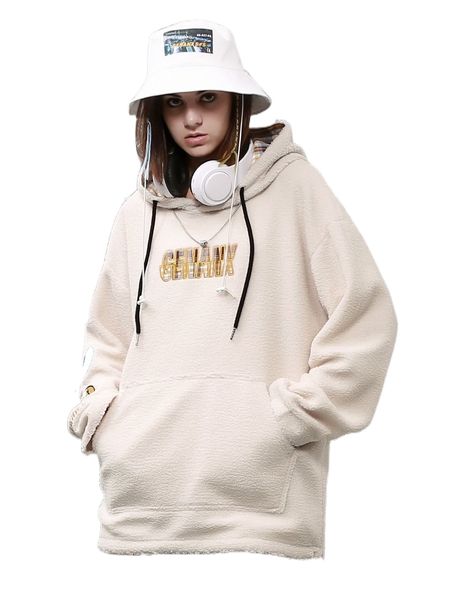cartoon embroidery teddy drawstring hoodie x3rg#, Black