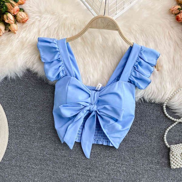 women's tanks camis age reducing bowknot suspender vest 2022 summer korean version foreign style waist closing thin short flying sleeve, White
women's tanks camis age reducing bowknot suspender vest 2022 summer korean version foreign style waist closing thin short flying sleeve, White