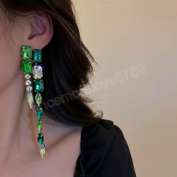 bohemia emerald tassel dangle earrings fine rhinestones earrings for women jewelry party gift, Silver
bohemia emerald tassel dangle earrings fine rhinestones earrings for women jewelry party gift, Silver