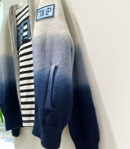 boys girls jackets baby outwear hooded baby clothes gradient zipper wool jacket with letters fasion long sleeve spring autumn winter size 10, Blue;gray