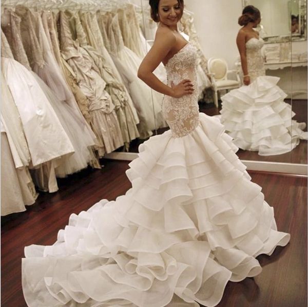 elegant lace mermaid wedding dresses sweetheart sleeveless ball gowns applique vestido de noiva beads plus size bridal gowns, White
elegant lace mermaid wedding dresses sweetheart sleeveless ball gowns applique vestido de noiva beads plus size bridal gowns, White