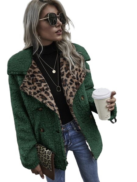 leopard print double button teddy coat q2sd#, Black 
leopard print double button teddy coat q2sd#, Black