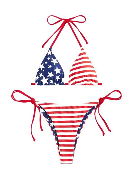 american flag print triangle halter tie side bikini swimsuit w5do#, White;black
american flag print triangle halter tie side bikini swimsuit w5do#, White;black