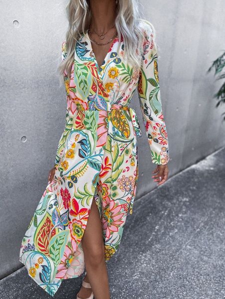 floral print knot side wrap dress n8pe#, Black;gray