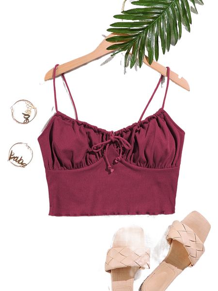 tie front ruched bust cami i3ub#, White 
tie front ruched bust cami i3ub#, White