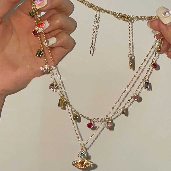 vivian empress dowager xi high version saturn color diamond pendant necklace female 18k copper plated real gold chain chocker overlay, Silver
vivian empress dowager xi high version saturn color diamond pendant necklace female 18k copper plated real gold chain chocker overlay, Silver