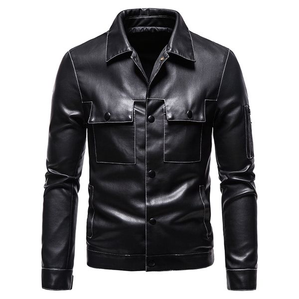 men autumn winter black faux leather jackets mens zipper basic coat motorcycle biker windbreaker male pu casual outwear 4xl 220816, Black;brown
men autumn winter black faux leather jackets mens zipper basic coat motorcycle biker windbreaker male pu casual outwear 4xl 220816, Black;brown