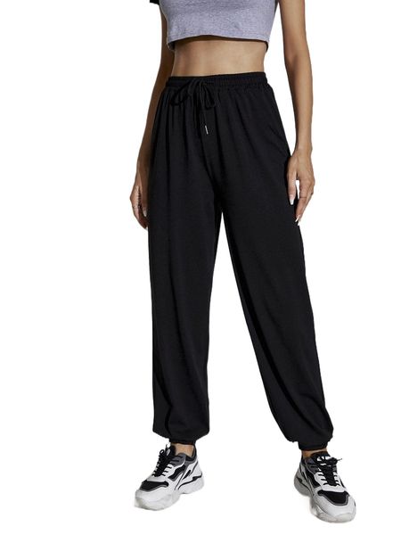 solid drawstring waist sweatpants s4hx#, Black;white