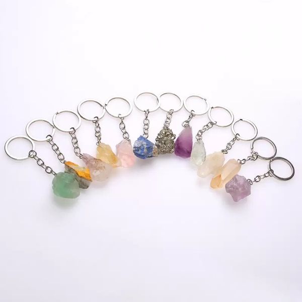 natural raw ore stone keychain gem quartz fluorite key ring citrine lapis lazuli amethyst irregular chain pendants car key holder charms acc, Silver
natural raw ore stone keychain gem quartz fluorite key ring citrine lapis lazuli amethyst irregular chain pendants car key holder charms acc, Silver