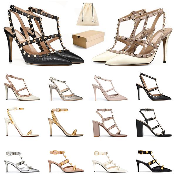 with box 2022 rockstud designer high heels dress shoes patent leather rivets pointed toe peep-toes women heel sandals luxurys lady rivets pu, Black
with box 2022 rockstud designer high heels dress shoes patent leather rivets pointed toe peep-toes women heel sandals luxurys lady rivets pu, Black