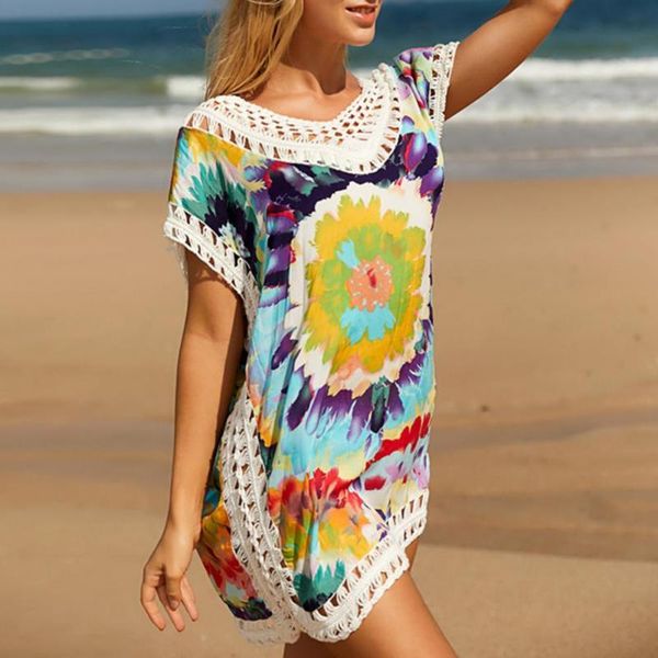 women's swimwear beach dress breathable crochet color printing bikini coverup summer cover ups for womenwomen's, White;black
women's swimwear beach dress breathable crochet color printing bikini coverup summer cover ups for womenwomen's, White;black