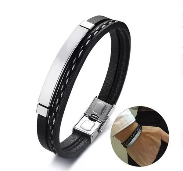 man woman bracelet fashion leather magnetic buckle bracelets chain jewelry wristband with box, Black
man woman bracelet fashion leather magnetic buckle bracelets chain jewelry wristband with box, Black