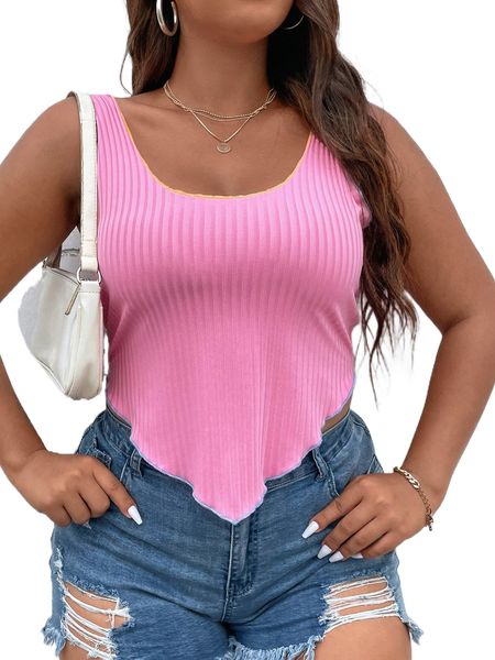 plus stitching hanky hem tank b2ps#, Black
plus stitching hanky hem tank b2ps#, Black