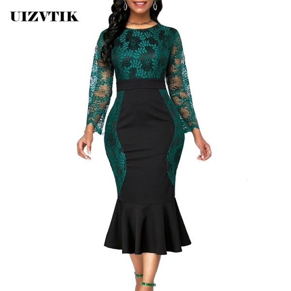 autumn winter dres casual plus size slim office bodycon dresses vintage elegant lace long mermaid party dress y200101, White;black
autumn winter dres casual plus size slim office bodycon dresses vintage elegant lace long mermaid party dress y200101, White;black