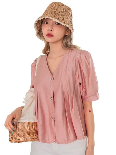 dazy puff sleeve v-neck solid blouse g72y#, White
dazy puff sleeve v-neck solid blouse g72y#, White