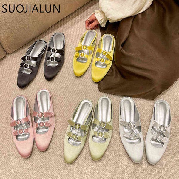 suojialun summer new brand women slipper fashion crystal buckle shallow slip on ladies mules shoes flat heel casual slides 220509, Black
suojialun summer new brand women slipper fashion crystal buckle shallow slip on ladies mules shoes flat heel casual slides 220509, Black