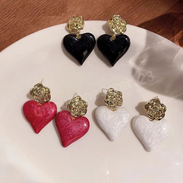 s925 needle womens jewelry heart earrings design red white black enamel dangle earrings for women party gifts, Silver
s925 needle womens jewelry heart earrings design red white black enamel dangle earrings for women party gifts, Silver
