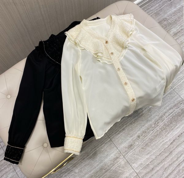 100% luxurious silk women shirts designer black/apricot lapel neck buttons womens blouses 93030, White
100% luxurious silk women shirts designer black/apricot lapel neck buttons womens blouses 93030, White