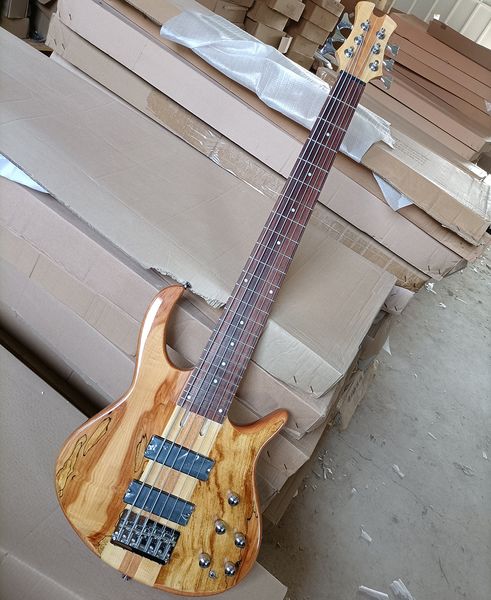 6 strings neck-thru-body electric bass guitar and spalted maple veneer rosewood fretboard
6 strings neck-thru-body electric bass guitar and spalted maple veneer rosewood fretboard