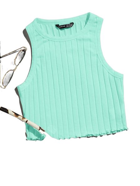 lettuce trim rib-knit tank z8p0#, White 
lettuce trim rib-knit tank z8p0#, White