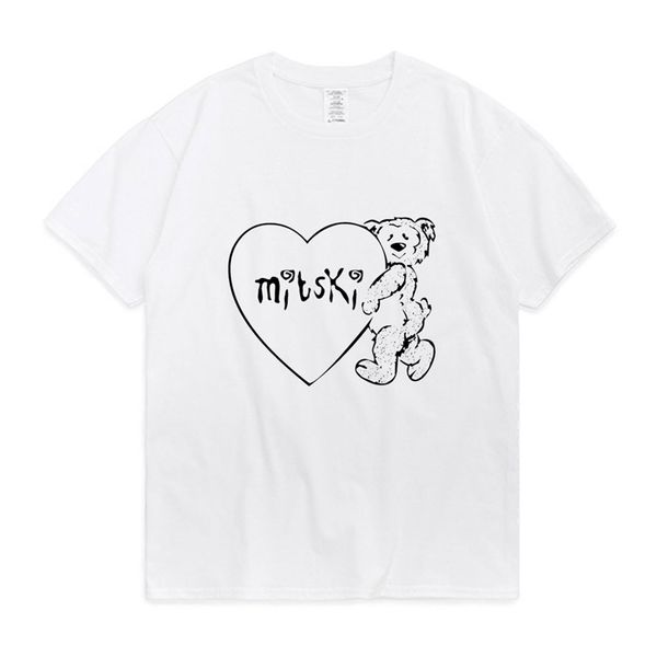 mitski sweetheart bear t shirt for women men hip hop trend harajuku t-shirt short sleeve 100% cotton white round neck tee shirt 220708, White;black