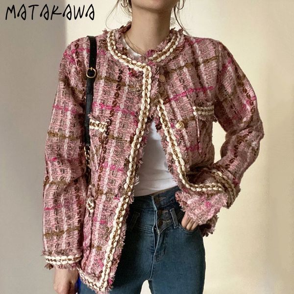 round neck woman jacket singlebreasted trim stitching loose coat long sleeves plus cotton tweed short women 210506, Black;brown
round neck woman jacket singlebreasted trim stitching loose coat long sleeves plus cotton tweed short women 210506, Black;brown