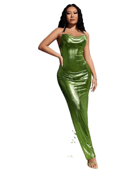 x anitta slit thigh backless halter neck metallic dress g1s6#, Black;gray
x anitta slit thigh backless halter neck metallic dress g1s6#, Black;gray